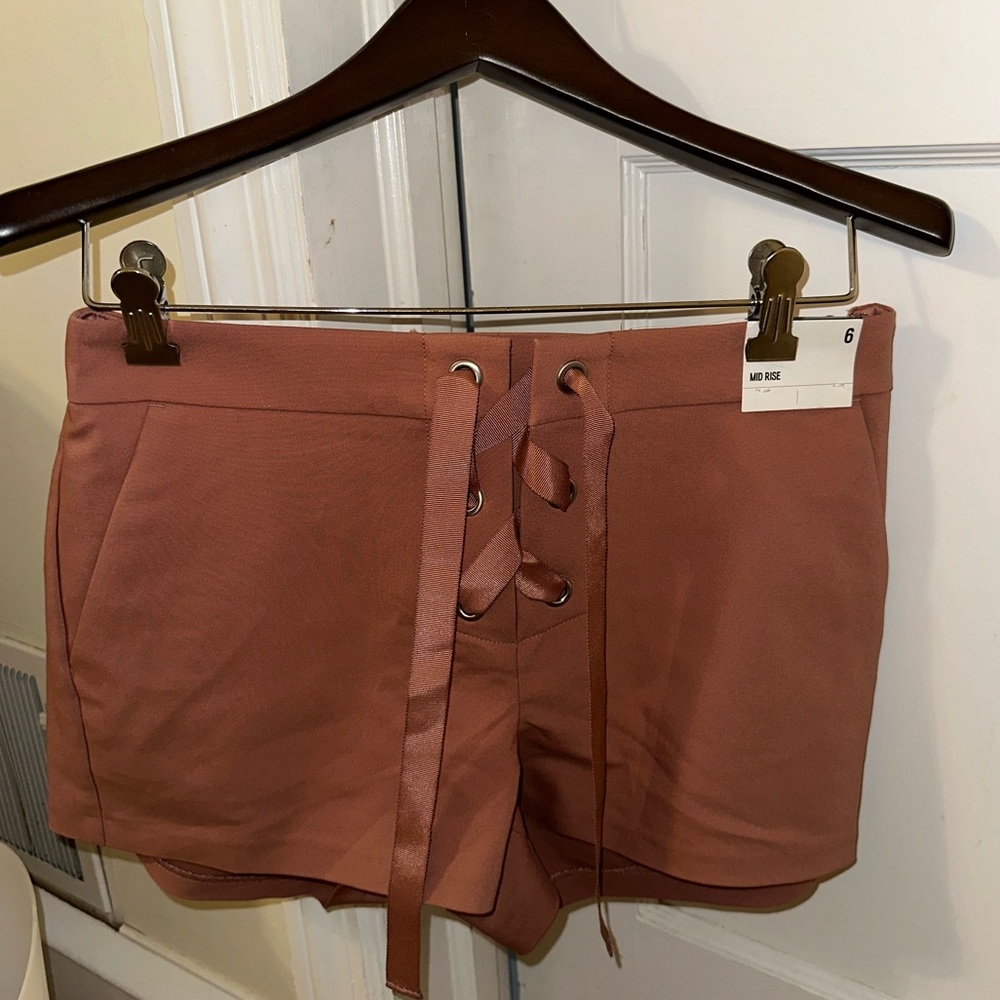 Express Mid Rise Lace Up Shorts